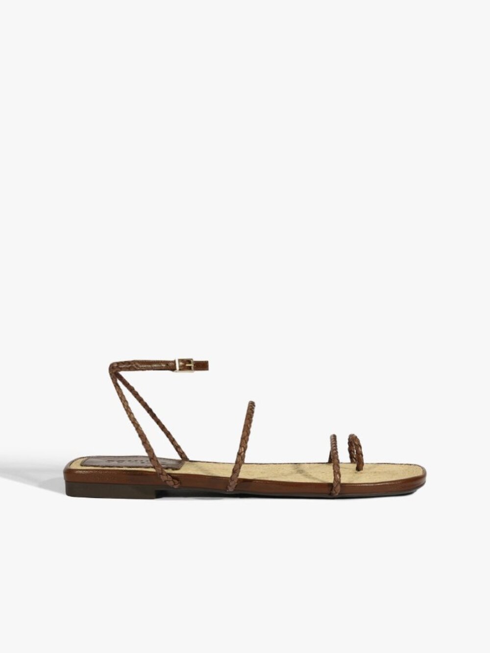 Schutz Kaya Flat Sandal in Desert Brown ankle strappy